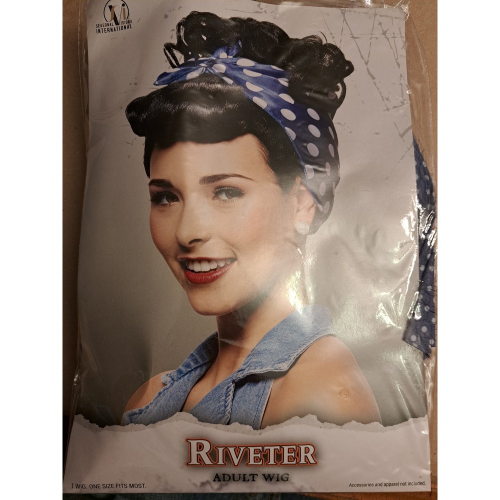 Seasonal Visions International Riveter Adult Wig Black 1940s Costume Accessory